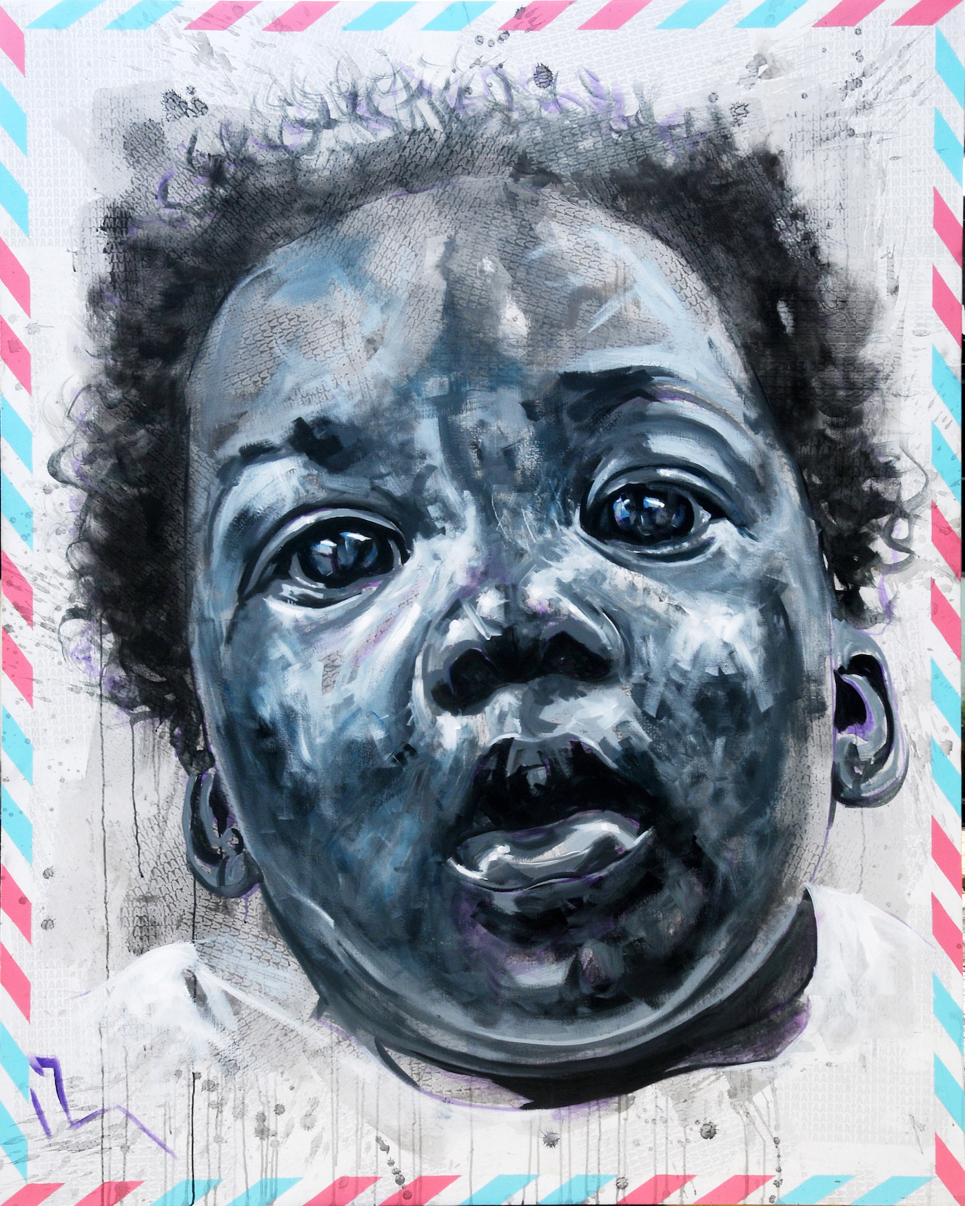 Art, afrique, peinture, culture, visage d'un bebe