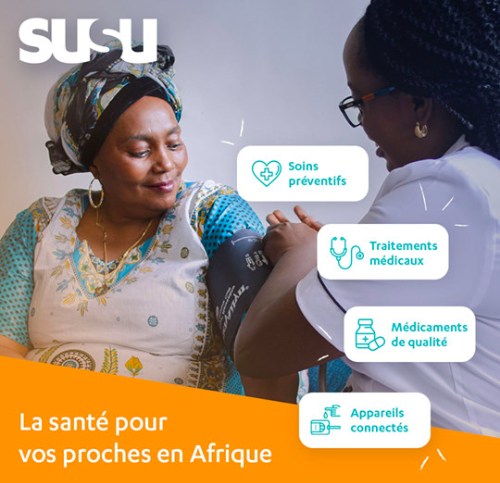 Femme noire se faisant prendre la tension. Affiche SUSU